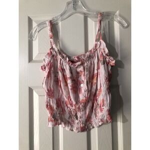 Guess Womans Size Small Babydoll Floral Tank  Top Cottagecore Boho‎ Y2K Smocked